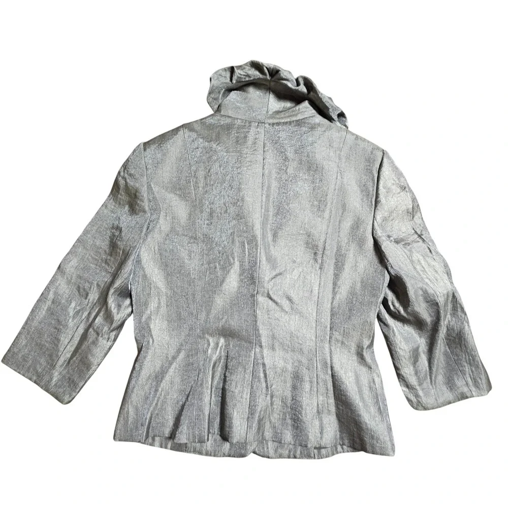 Adrianna Papell Ruffle‎ Neckline Metallic Shimmer Blazer Jacket 10 Eveningwear